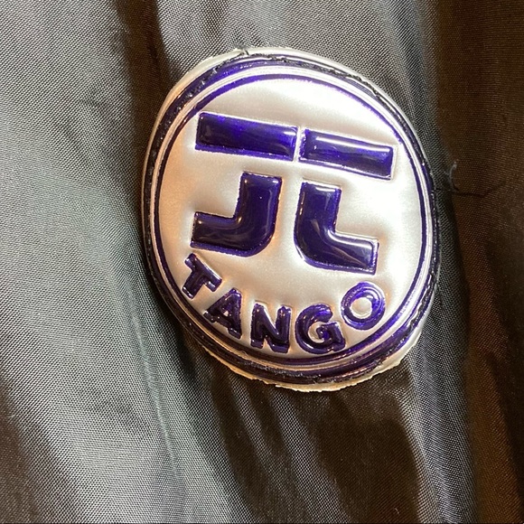 Vintage Windbreaker Tango USA Quarter Zip XL Black and Green Pull Cord Waist - Picture 7 of 10